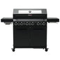 CosmoGrill 8 Burner Platinum Yamara Dark 6+2 Gas BBQ, Viewing Glass, 4 Main Burners, 1 Ceramic Sear Zone, 1 Back Grill, Cast Iron Grills & Bamboo Storage (Black)