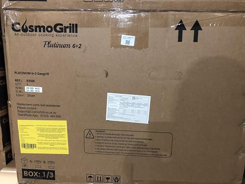 CosmoGrill Platinum Stainless Steel 8 Burner 6+2 Gas BBQ Grill with Waterproof Cover, High-Performance Outdoor Barbecue for Garden Cooking