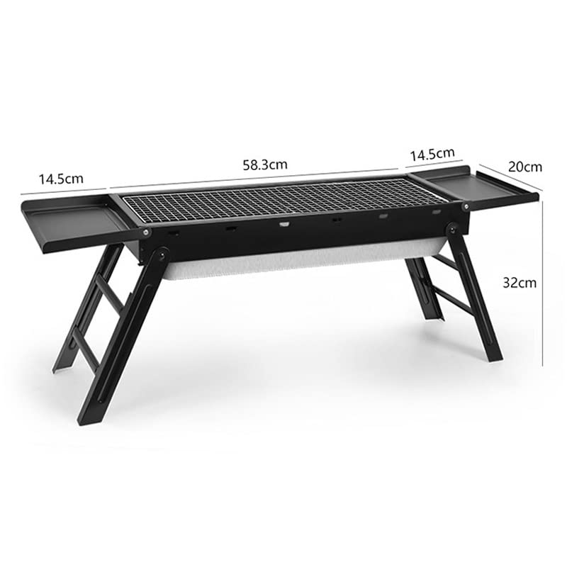 Barbeque Grill Home Outdoor Barbecue Grill Rack Portable Folding Side Pull Detachable Barbecue Stove (D Light Grey)