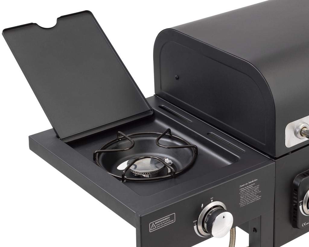 CosmoGrill Hybrid 4 Burner Barbecue DUO Dual Fuel BBQ 3+1 Gas Grill & Charcoal Smoker BBQ Grill, Built-in Thermometer, Warming Rack, Outdoor Portable Large Coal Barbecue for Home Garden Party Cooking