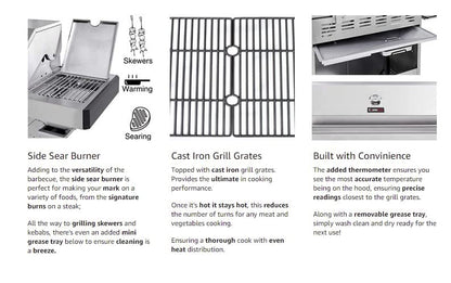 CosmoGrill Platinum Stainless Steel 8 Burner 6+2 Gas Barbecue Grill for Outdoor Use, Premium Garden Gas BBQ with Spacious Cooking Surface