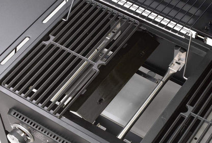 CosmoGrill Hybrid 4 Burner Barbecue DUO Dual Fuel BBQ 3+1 Gas Grill & Charcoal Smoker BBQ Grill, Built-in Thermometer, Warming Rack, Outdoor Portable Large Coal Barbecue for Home Garden Party Cooking