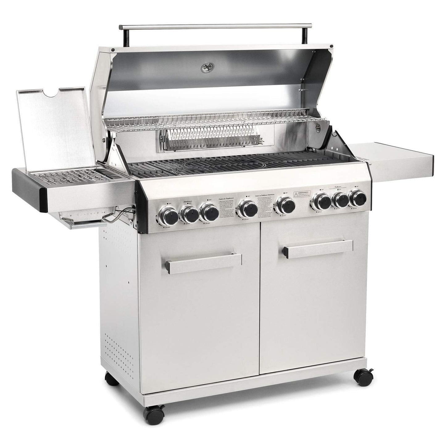 CosmoGrill Platinum Stainless Steel 8 Burner 6+2 Gas Barbecue Grill for Outdoor Cooking, High-Performance Garden Gas BBQ with Large Cooking Area and Built-in Thermometer