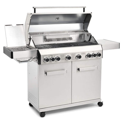 CosmoGrill Platinum Stainless Steel 8 Burner 6+2 Gas Barbecue Grill for Outdoor Cooking, High-Performance Garden Gas BBQ with Large Cooking Area and Built-in Thermometer