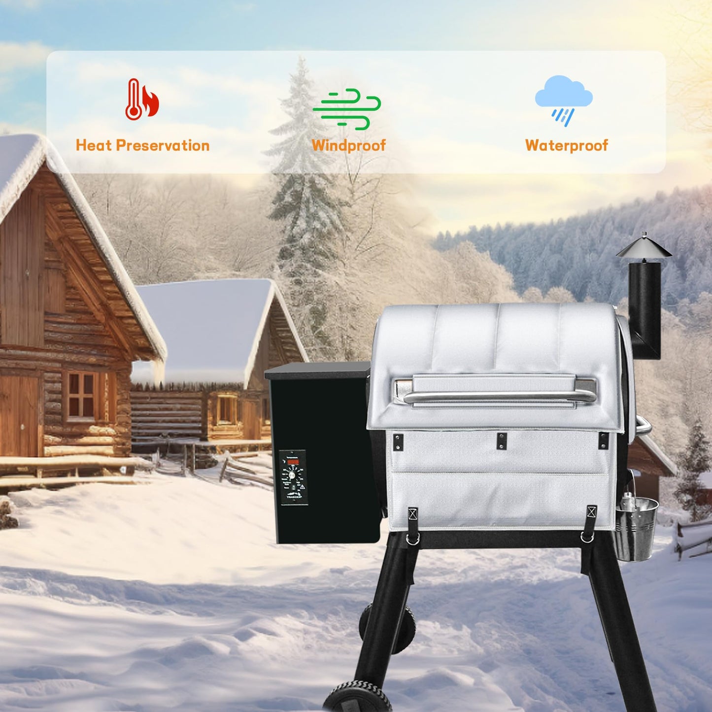 Insulation Blanket for Traeger Pro 22,Pro 575,Tailgater 20,Ironwood 650 and Lil' Tex Elite Wood Pellet Smoker Grill,BAC626 Pro 22/575 Insulation Blanket Grill Accessory for Winter Smoking,Silver