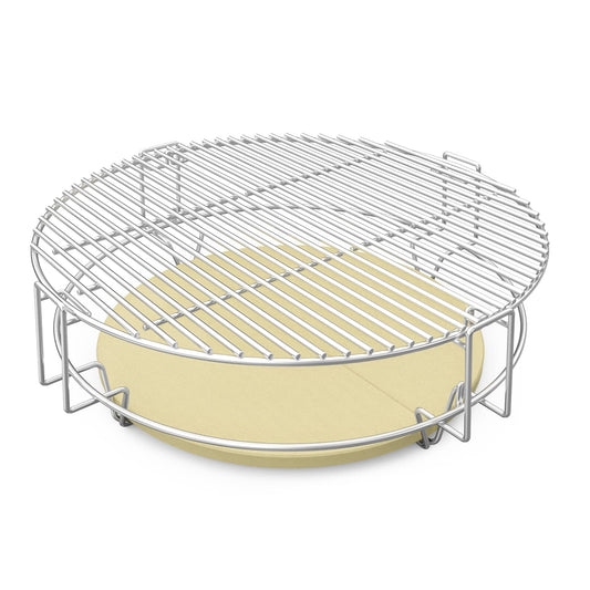 only fire BBQ Cooking Grate System Flexible Grilling Rack with Heat Deflector for Char-Griller AKORN Kamado Charcoal Grill & Smoker