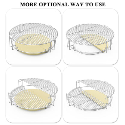 only fire BBQ Cooking Grate System Flexible Grilling Rack with Heat Deflector for Char-Griller AKORN Kamado Charcoal Grill & Smoker