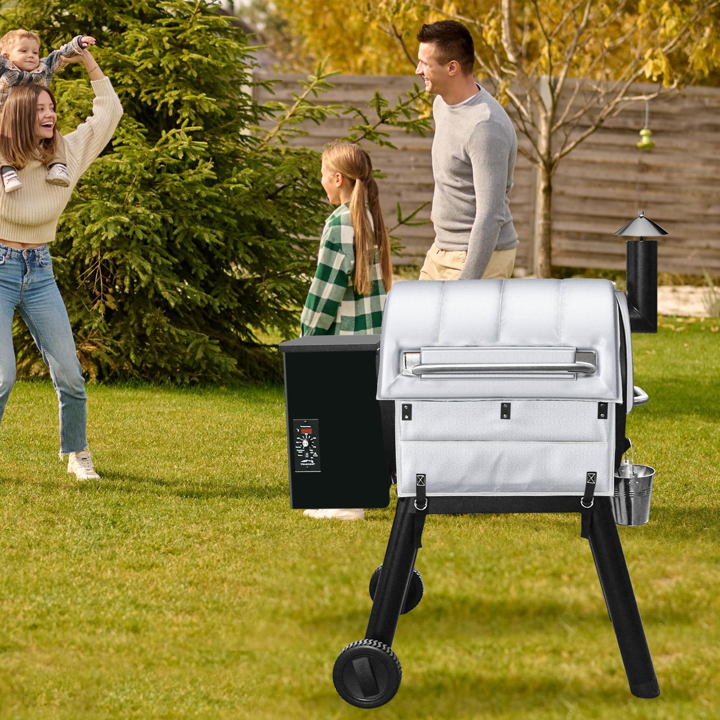 Insulation Blanket for Traeger Pro 22,Pro 575,Tailgater 20,Ironwood 650 and Lil' Tex Elite Wood Pellet Smoker Grill,BAC626 Pro 22/575 Insulation Blanket Grill Accessory for Winter Smoking,Silver