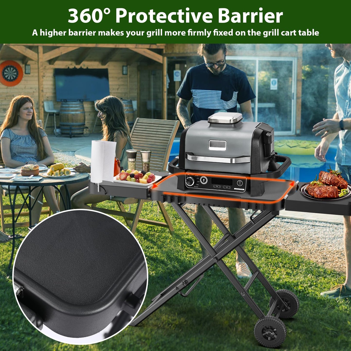 Portable Indoor Grill Table Stand for Ninja Woodfire Outdoor Grill(OG701 OG850 OG951 Series), 51Inch Folding Camping BBQ Stand for Weber Q100 Q200 Q300, for Blackstone Griddle, for Ooni Pizza Oven