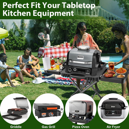 Portable Indoor Grill Table Stand for Ninja Woodfire Outdoor Grill(OG701 OG850 OG951 Series), 51Inch Folding Camping BBQ Stand for Weber Q100 Q200 Q300, for Blackstone Griddle, for Ooni Pizza Oven