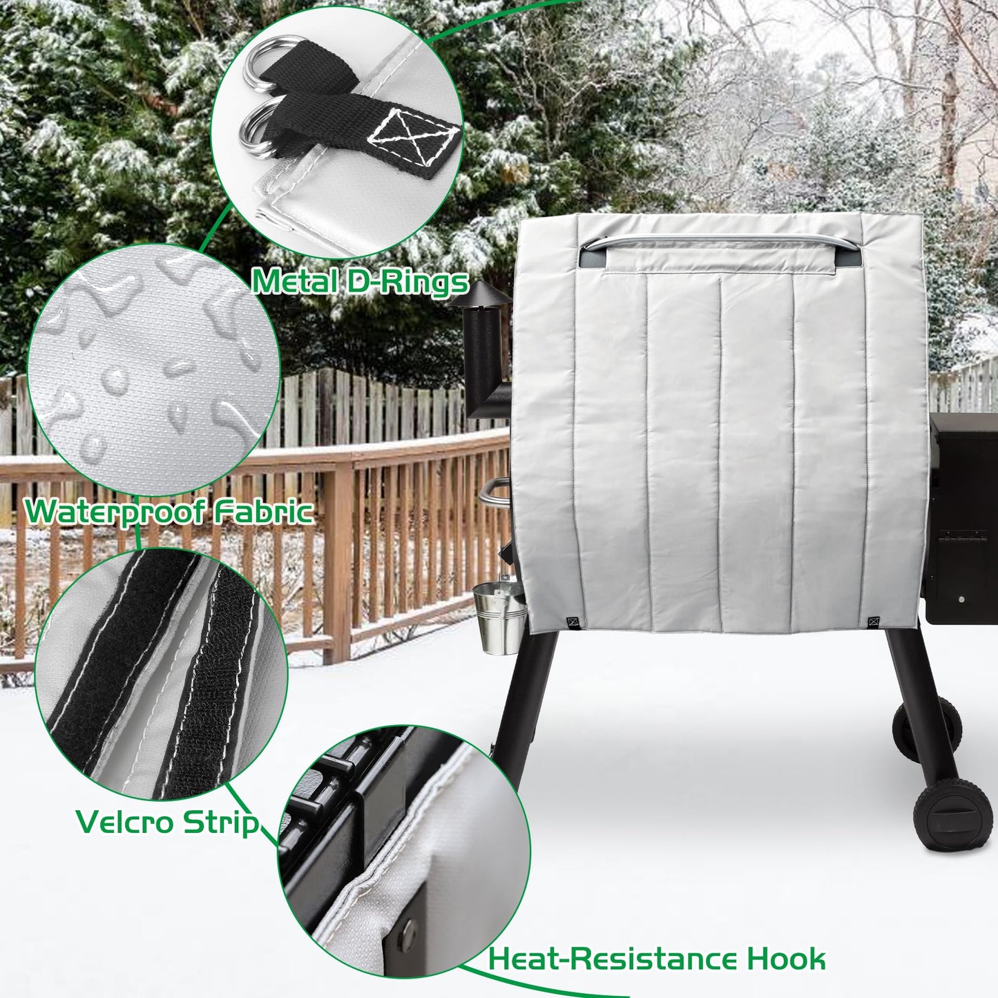 Grill Thermal Insulation Blanket for Traeger Pro Series 34 Texas Smoker Insulated Cover Insulator BAC628 Replacement Parts Winter Cooking Smoking BBQ Grilling Accessory